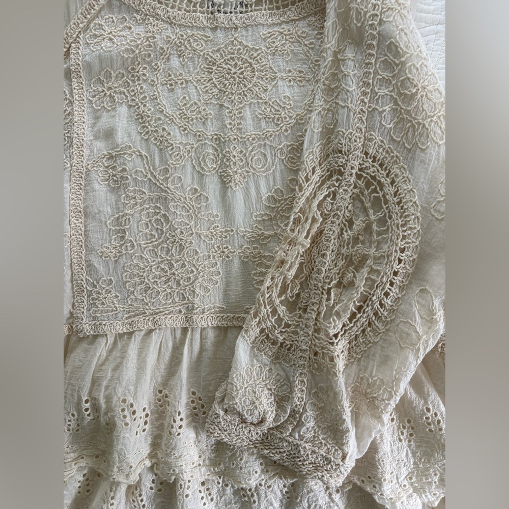 ARULA by Alterd Stare  Ivory Lace Bohemian Peasant Blouse 16 - Picture 5 of 11